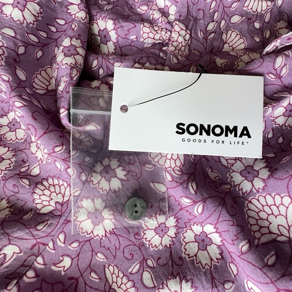 NWT | FLORAL RUFFLE HEM BOHO DRESS BUTTON FRONT TIE WAIST PURPLE | SIZE: SMALL - Picture 11 of 13